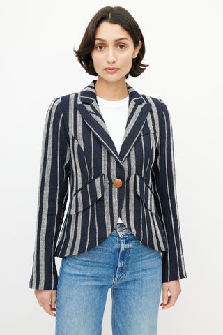 Smythe Blue 
White Striped Linen Blazer