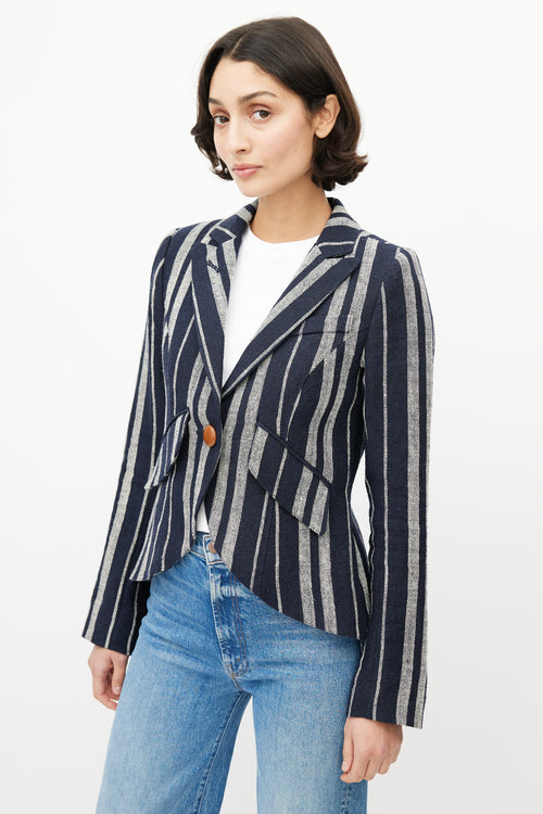 Smythe Blue 
White Striped Linen Blazer