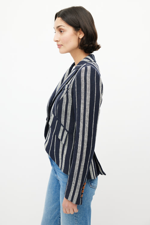 Smythe Blue 
White Striped Linen Blazer