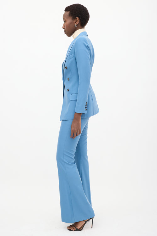 Blue Wool Pant Suit