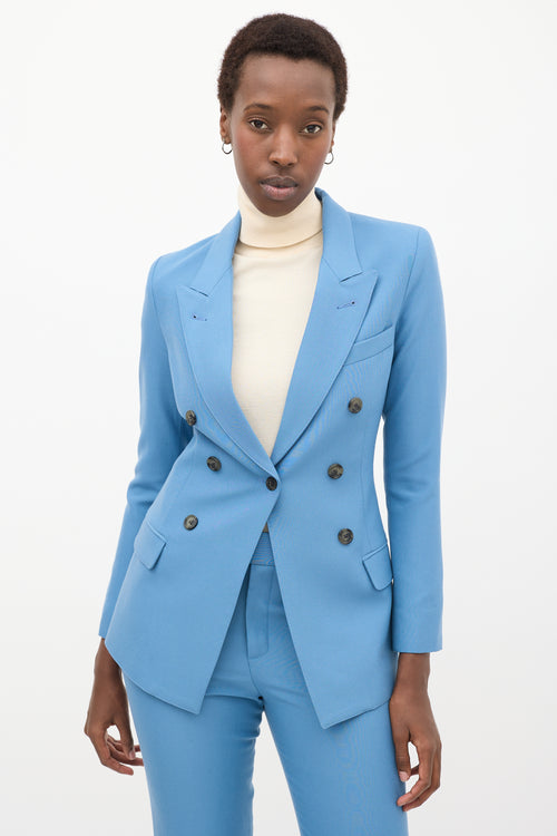 Blue Wool Pant Suit