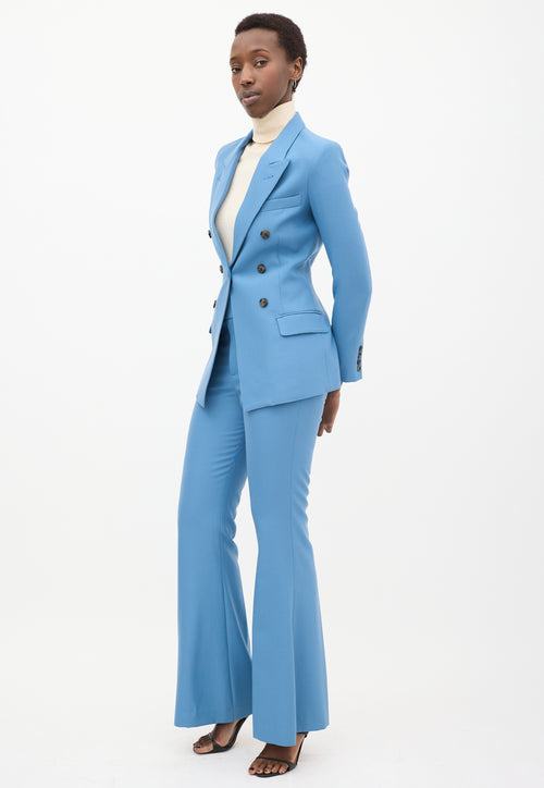 Blue Wool Pant Suit