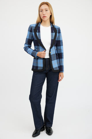 Smythe Blue Wool Plaid Blazer