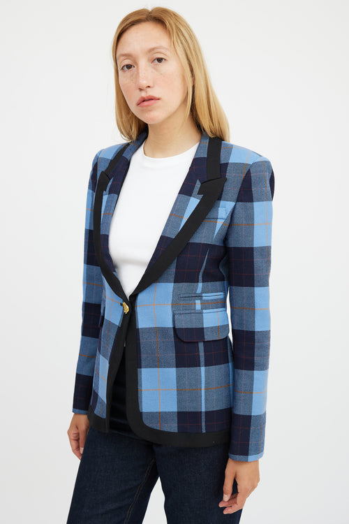 Smythe Blue Wool Plaid Blazer