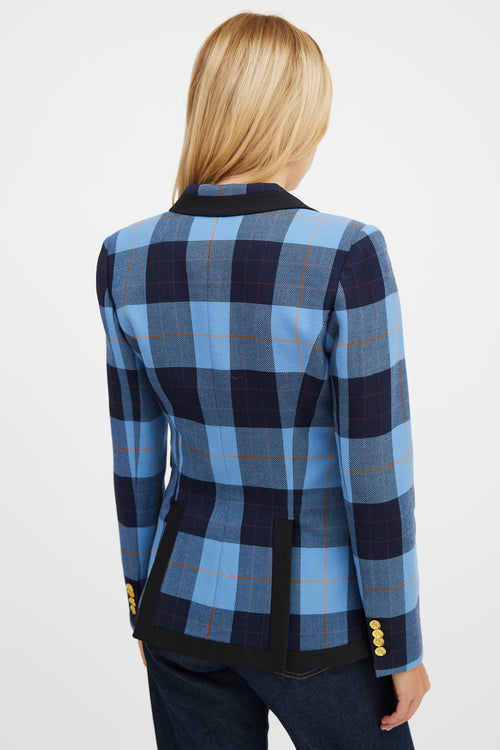 Smythe Blue Wool Plaid Blazer