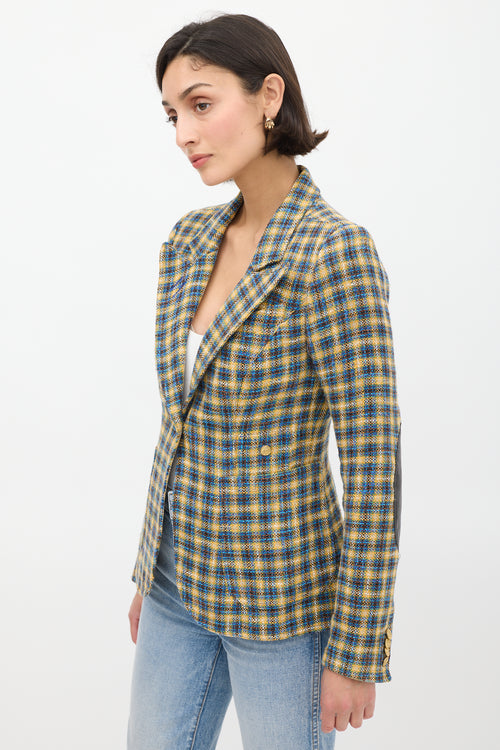 Smythe Blue 
Yellow Plaid Duchess Blazer