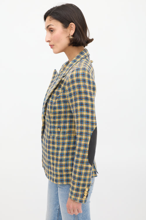 Smythe Blue 
Yellow Plaid Duchess Blazer