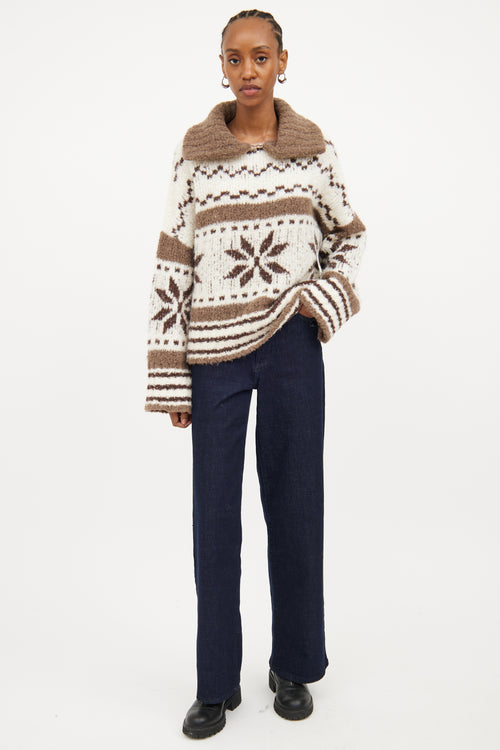 Smythe White 
Brown Knit Sweater