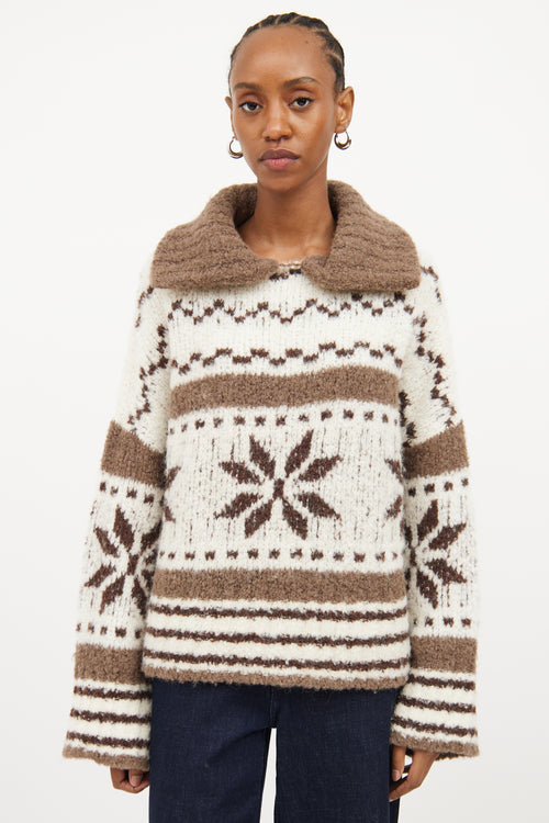 Smythe White 
Brown Knit Sweater