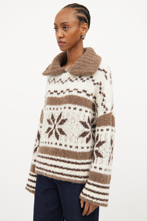 Smythe White 
Brown Knit Sweater