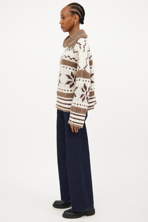 Smythe White 
Brown Knit Sweater