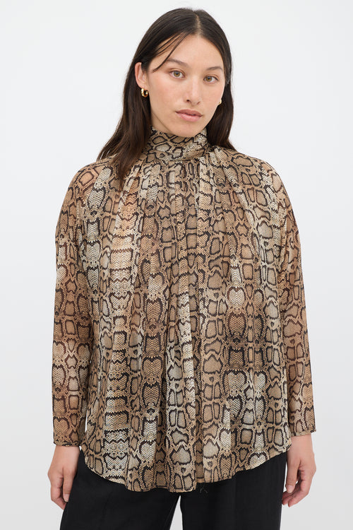 Smythe Brown 
Black Printed Semi Sheer Top