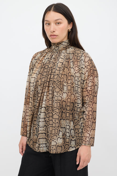 Smythe Brown 
Black Printed Semi Sheer Top