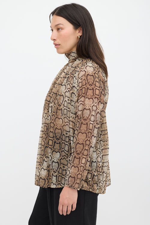 Smythe Brown 
Black Printed Semi Sheer Top