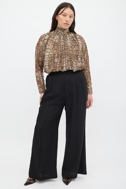 Smythe Brown 
Black Printed Semi Sheer Top