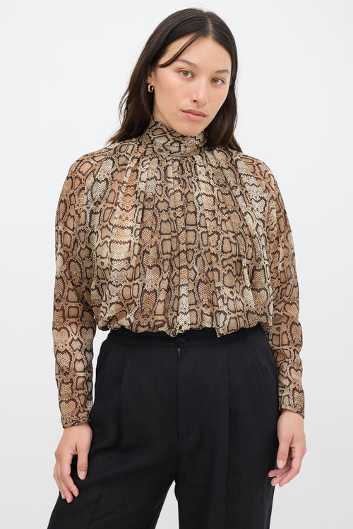 Smythe Brown 
Black Printed Semi Sheer Top