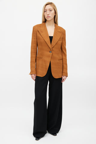 Smythe Brown Linen Peak Lapel Blazer