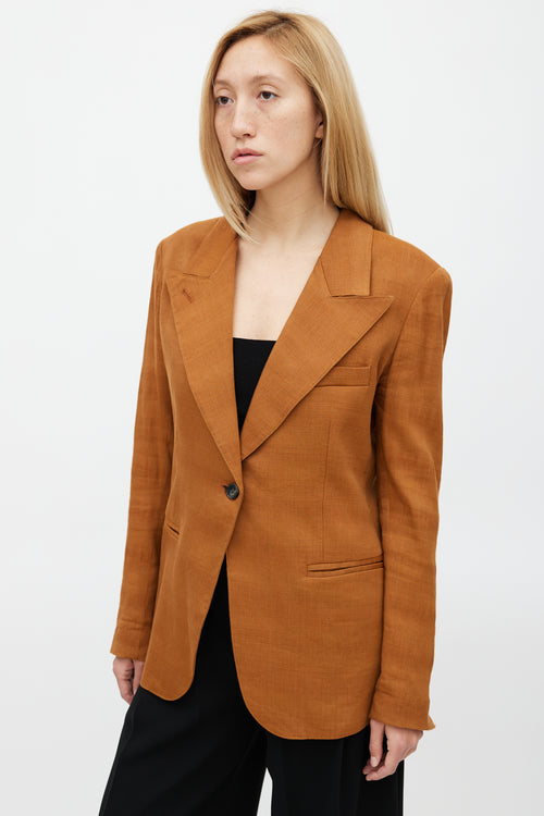 Smythe Brown Linen Peak Lapel Blazer