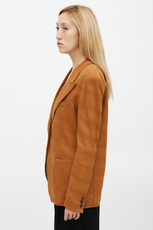 Smythe Brown Linen Peak Lapel Blazer