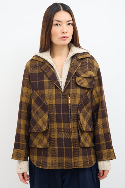 Smythe Brown Wool Plaid Barn Jacket