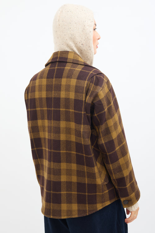 Smythe Brown Wool Plaid Barn Jacket