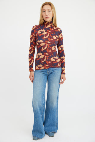 Smythe Burgundy Multicolour Cotton Floral Top