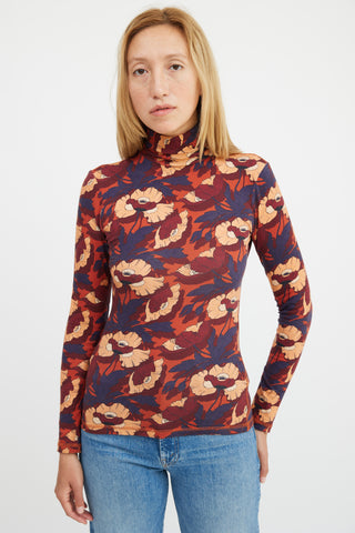 Smythe Burgundy Multicolour Cotton Floral Top