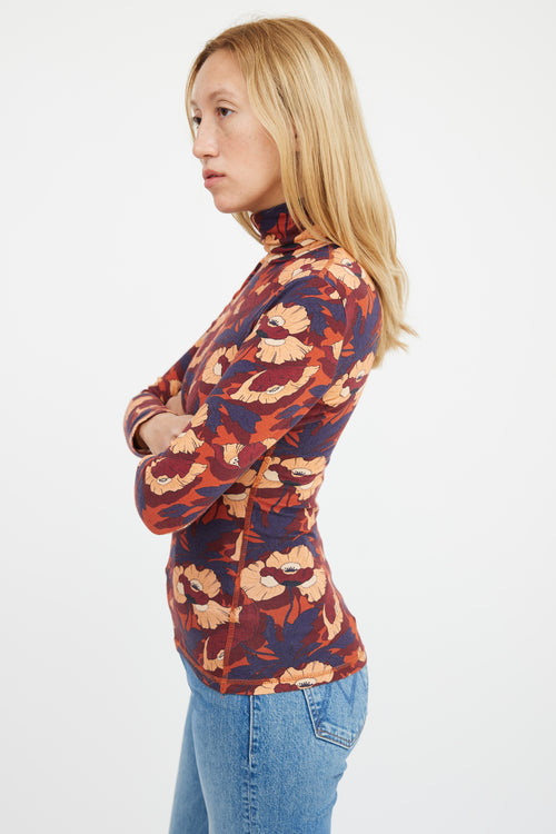 Smythe Burgundy Multicolour Cotton Floral Top