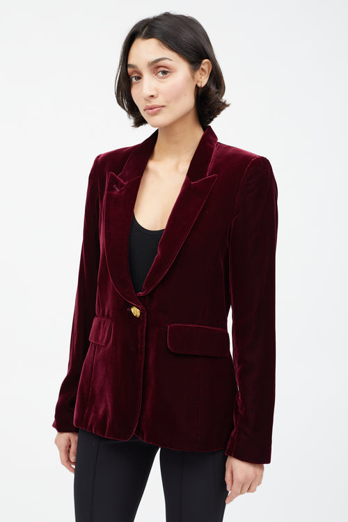 Smythe Burgundy Velvet Single Button Blazer