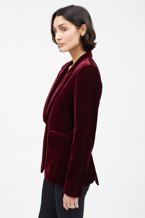 Smythe Burgundy Velvet Single Button Blazer