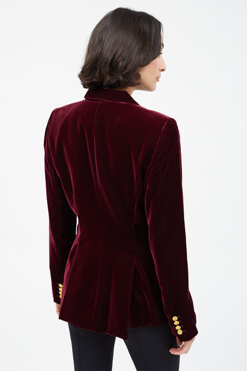 Smythe Burgundy Velvet Single Button Blazer