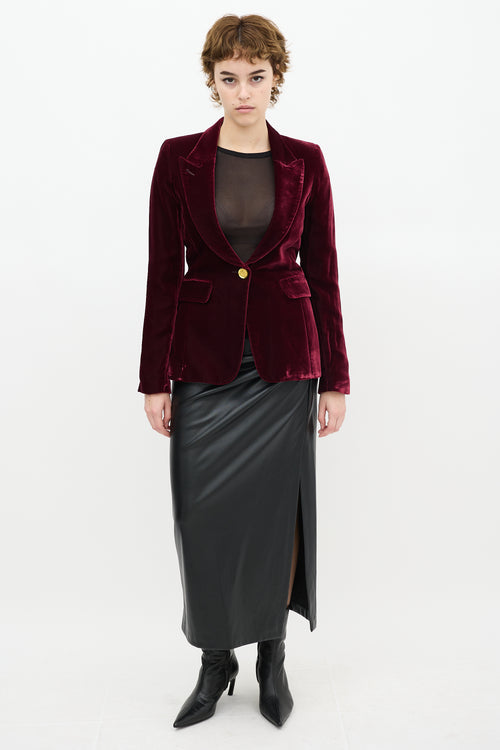 Smythe Burgundy Velvet Single Button Blazer