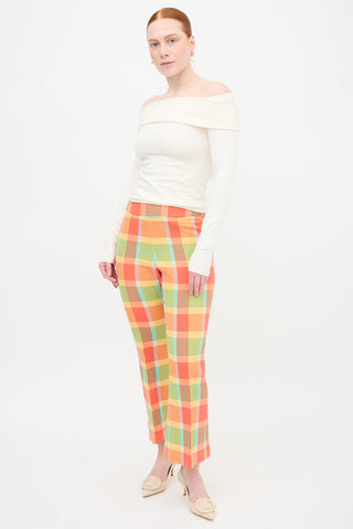 Smythe Check Cropped Pintuck Trouser