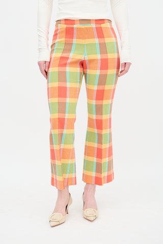 Smythe Check Cropped Pintuck Trouser