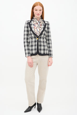 Smythe Cream 
Black Wool Plaid Blazer