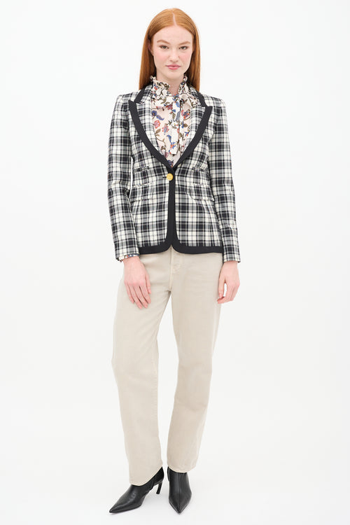 Smythe Cream 
Black Wool Plaid Blazer