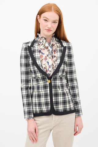 Smythe Cream 
Black Wool Plaid Blazer