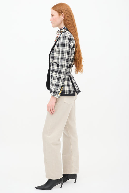 Smythe Cream 
Black Wool Plaid Blazer