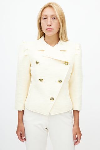 Smythe Cream Double Breasted Tweed Blazer