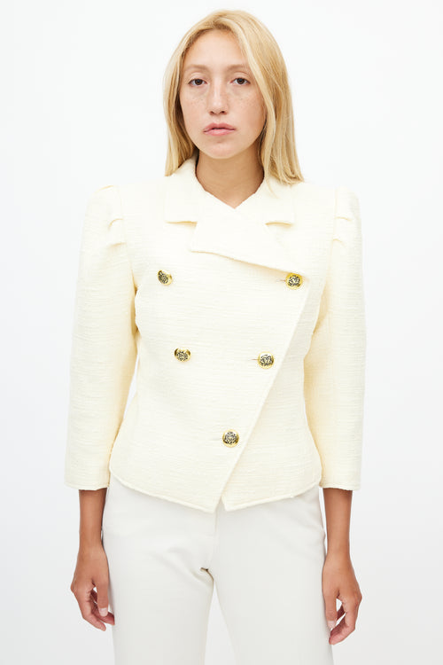 Smythe Cream Double Breasted Tweed Blazer