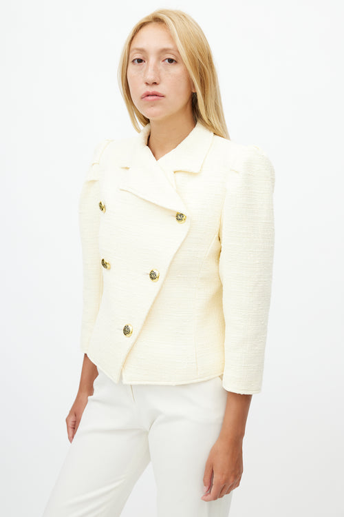 Smythe Cream Double Breasted Tweed Blazer