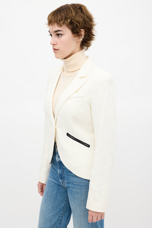 Smythe Cream Floral Brocade Lace Blazer