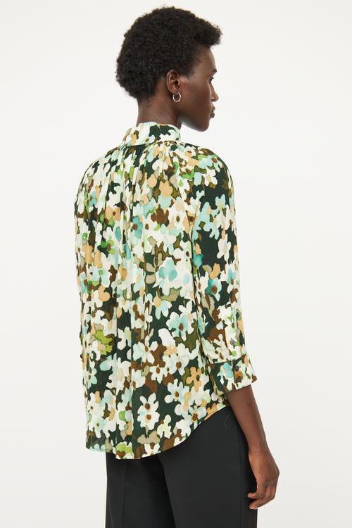 Smythe Green Floral Gathered Top