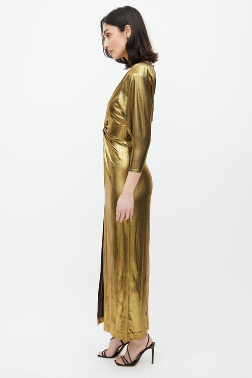 Smythe Gold Lamé Twist Front Dress