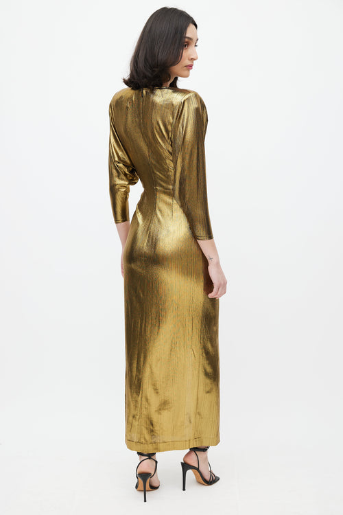 Smythe Gold Lamé Twist Front Dress