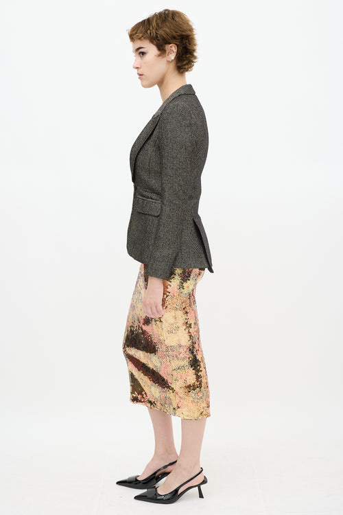 Smythe Gold 
Multi Floral Sequin Midi Skirt