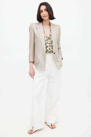 Smythe Gold Sparkly Single Button Blazer