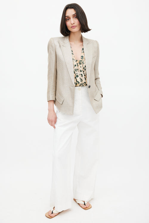 Smythe Gold Sparkly Single Button Blazer