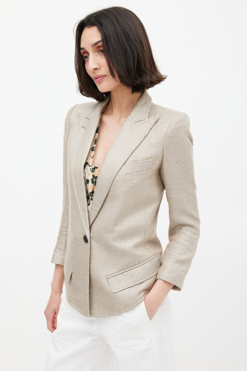 Smythe Gold Sparkly Single Button Blazer