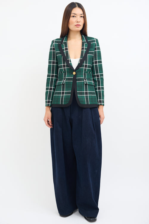 Smythe Green 
Black Plaid Peak Lapel Blazer